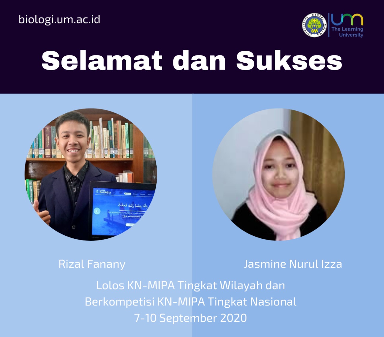 Selamat !! Dua Mahasiswa Jurusan Biologi Berkompetisi KN-MIPA tingkat Nasional